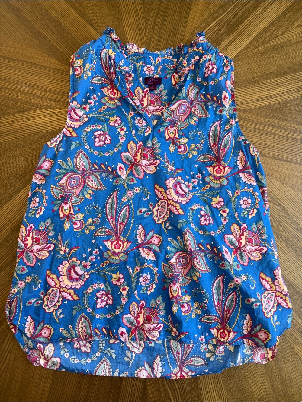 J. Crew liberty fabric Blue Floral Ruffle-Neck Camisole